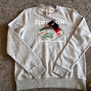 Reebok Sport Classics Crewneck Court Sport Sweatshirt Tennis‎ Graphic Gray Small